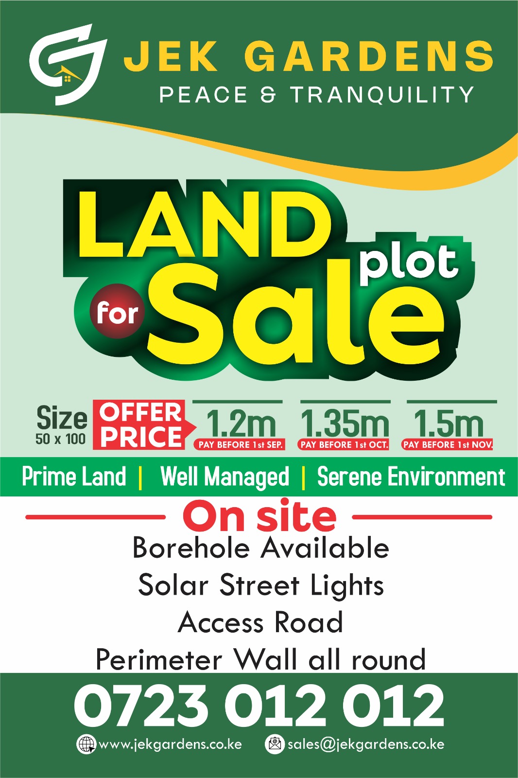 Jek Gardens land for sale — 50x100 plots offer pricing